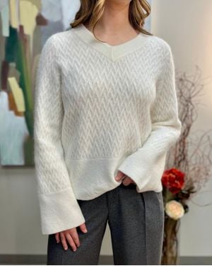 Closed Long Sleeve V-Neck Pullover - Gray