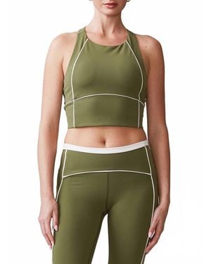Thrive Societe High Neck Piped Bra - Green