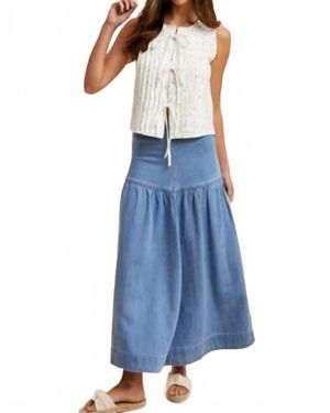 Anniewear Ditsy Floral Cotton Blouse With Front Tie - Blue
