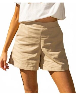 Grace + Emma Elastic Waistband Solid Shorts - Natural