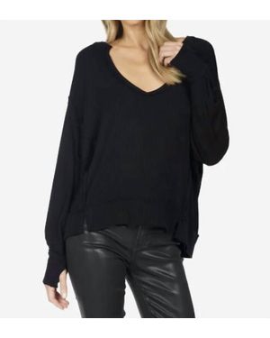 Michael Lauren Spence Oversized V- Neck Pullover - Black