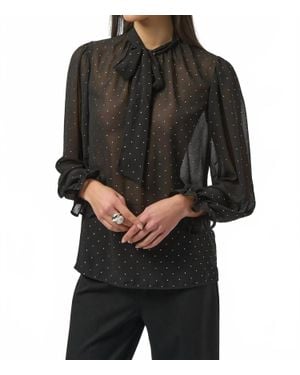 Joseph Ribkoff Studded Sheer Chiffon Top - Black