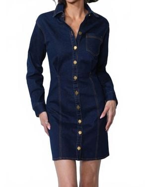 Greylin Calista Button Up Denim Dress - Blue