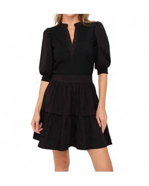 Six Fifty Annabelle Mixed Media Mini Dress - Black