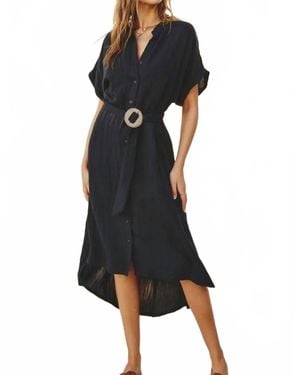 Dress Forum Breezy Button Down Midi Dress - Black