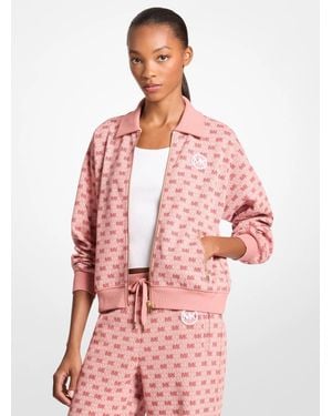 Michael Kors Outlet Logo Cotton Blend Zip-Up Jacket - Pink