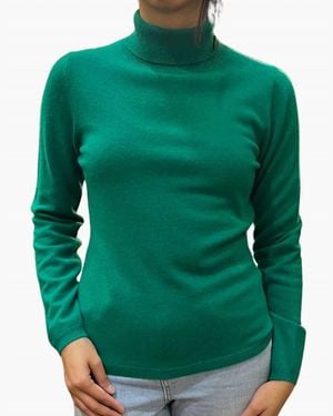 W. Cashmere Susanna Turtleneck Pullover Sweater - Green