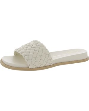 Dolce Vita Grazie Basketweave Slip On Slide Sandals - White