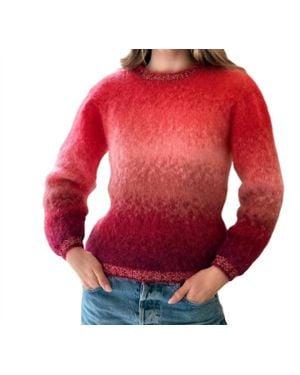 Rose Carmine Long Sleeve Crew Sweater - Red