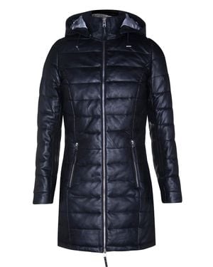 Infinity Leather Leather Puffer Parka Jacket-Andria - Blue