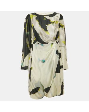 Armani Collezioni Printed Satin Draped Mini Dress - Green