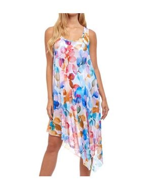 Gottex Asymmetrical Round Neck Cover Up Dress - Blue
