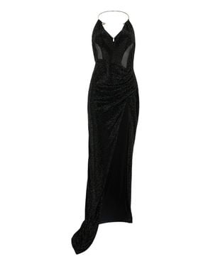 Philipp Plein Multicutting Maxi Dress Piercing Strass - Black