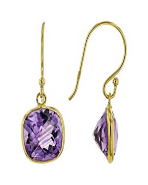 Jewelit Amethyst Cushion Cut 18K Over Dangle Earrings - Purple
