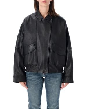 S.W.O.R.D Leather Bomber Jacket - Black