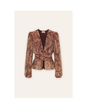 Dress Forum Bloom Plunging Blouse - Brown