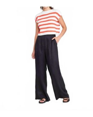 Self Contrast Caroline Wide Leg Pants - Blue