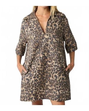 Olivaceous Turning Back Time Leopard Mini Dress - Gray