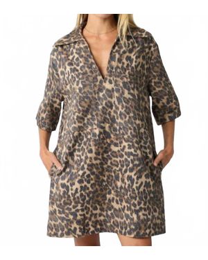 Olivaceous Turning Back Time Leopard Mini Dress - Gray