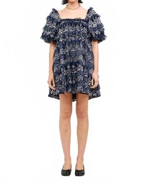 SOFIA The Label Maddy Lace Eyelet Babydoll Dress - Blue