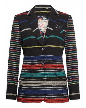 Maison Common Cotton Blend Button Striped Blazer - Black