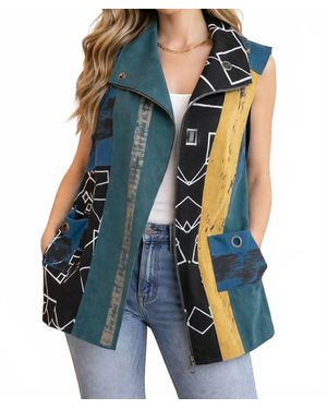 Lemon Grass Faux Suede Vest - Blue