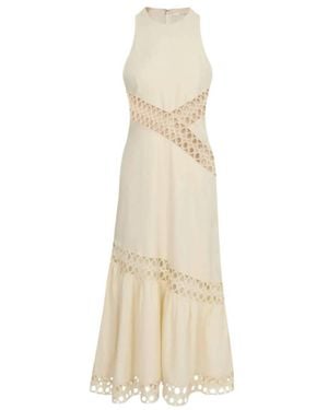 Riviera Midi Dress With Trim - Natural