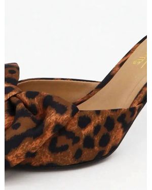 Mars Sky Shoes Bow Tie Slide Heels - Brown