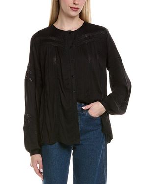 Chaser Brand Lace Inserts Rozina Blouse - Black