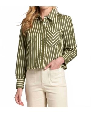 Apny Cropped Striped Blouse - Green