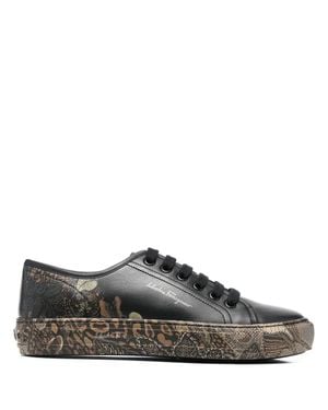 Ferragamo Borg Cubic Lace-Up Sneakers - Gray