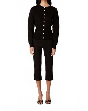 Nia Sophia Button Front Cardigan - Black