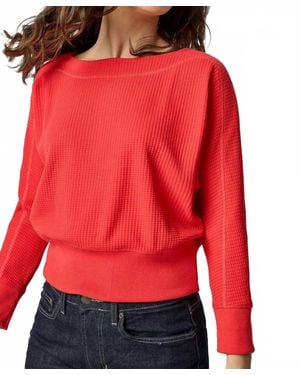 Lilla P Rib Trim Seamed Top - Red