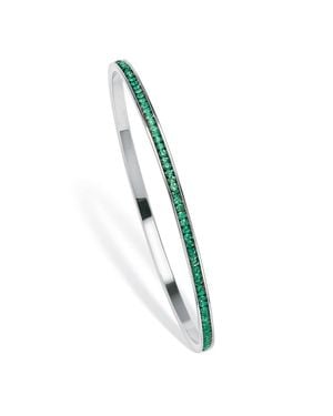 Palmbeach Jewelry Birthstone Silvertone Eternity Bangle Bracelet - Green