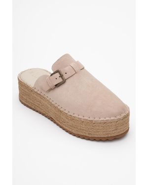 Forever & Always Shoes Novas Leather Platform Espadrille Mule - Natural