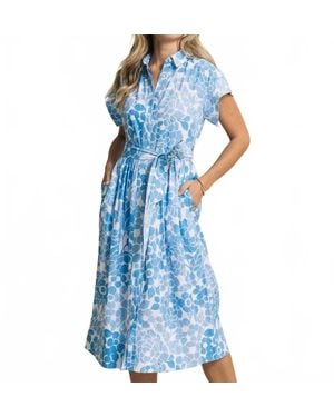 Southern Tide Tinley Printed Belted Midi Shirtdress - Blue