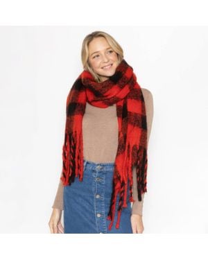 Fashnzfab Buffalo Plaid Scarf - Red