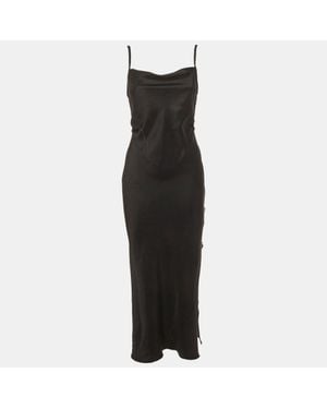 Nanushka Satin Cowl Neck Fiore Midi Dress - Black