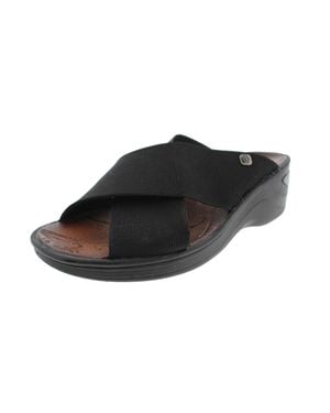 Bzees Desire Criss-Cross Slide Wedges - Black