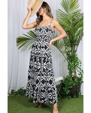 Vine & Love Adjustable Straps Smocked Maxi Dress - Green
