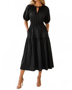 Tahari Short Sleeve Midi Dress - Black