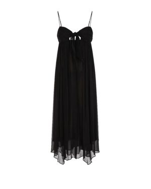 Twinset Midi Dress With Spaghetti Straps - Black