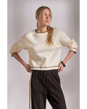 Elan Crew Neck Contrast Sweater - Gray