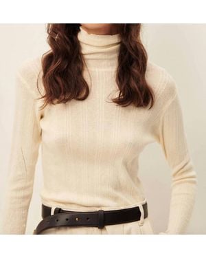 Sessun Norte Slim-Fitting Turtleneck Top - Natural