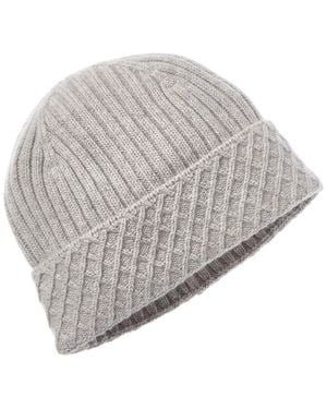 Bruno Magli Diamond Cuff Rib Cashmere Beanie - Gray