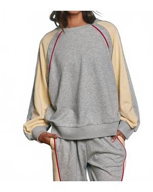 Bucketlist Piping Details Color-Block Knit Pullover Top - Gray
