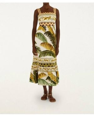 FARM Rio Printed Linen-Blend Dress - Metallic