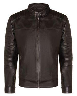 Infinity Leather Leather Quilted Biker Jacket - Black