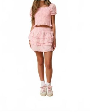 LoveShackFancy Girl's Billie Luna Rosa Fleur Skirt - Pink