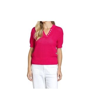 Apny Open Knit Polo - Pink